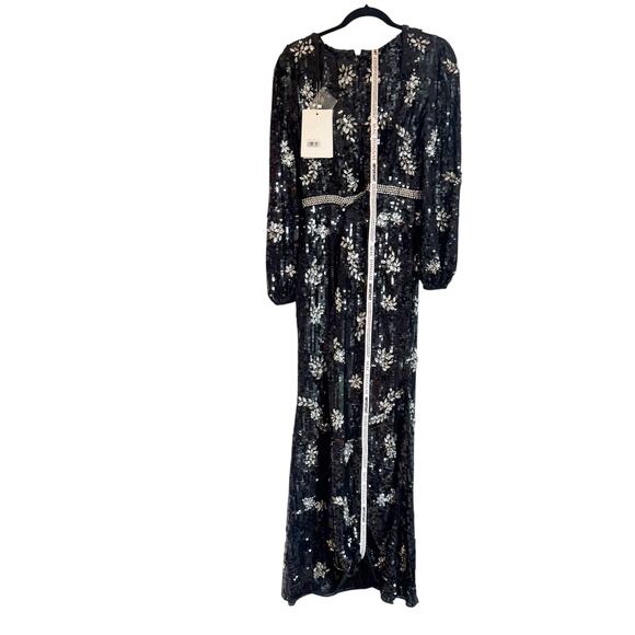 Mac Duggal Black 93616 Bishop Long Sleeve V Neck Sequin Gown Size 8 NWT - Picture 6 of 11